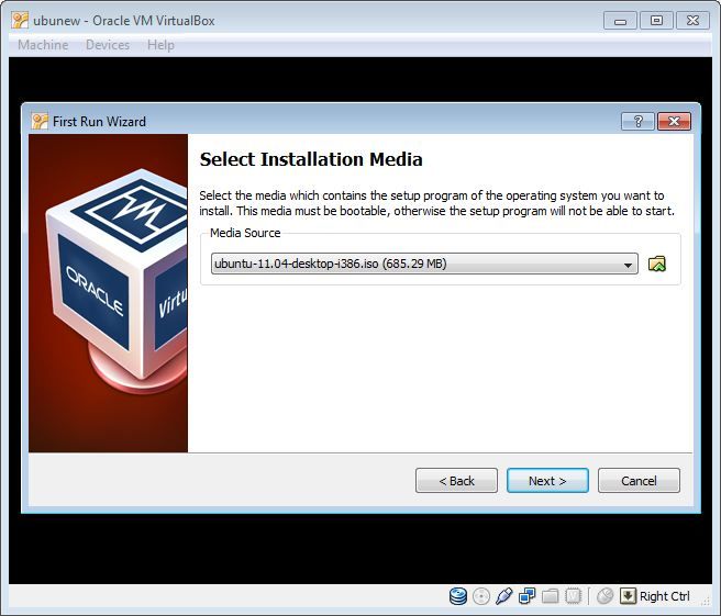Virtual Box OS install media