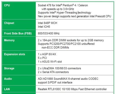 motherboard specs