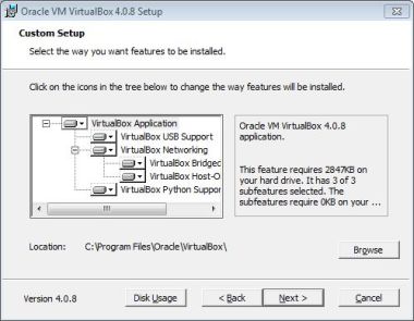 Virtualbox install setup