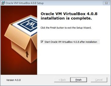 Virtualbox install Start