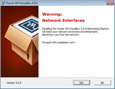 Virtualbox install network reset